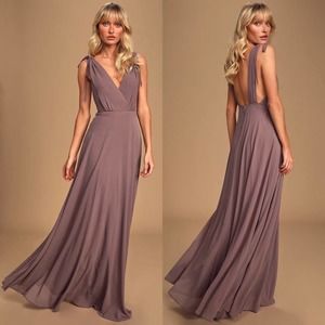 Lulu’s Dance the Night Away Dusty Purple Backless Maxi Dress